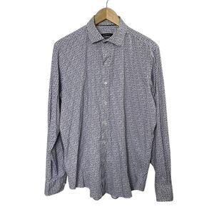 Bugatchi Purple & White Tiny Computer Print Button-Up Shirt Men's Size Medium